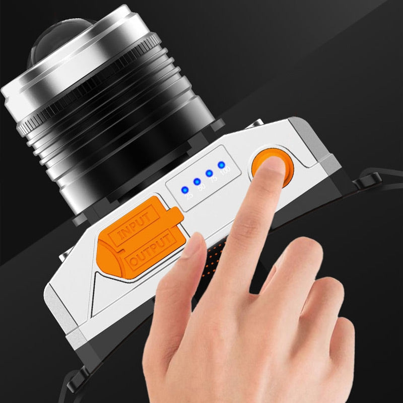 Lampe frontale LED rechargeable et lumineuse avec détecteur de mouvement