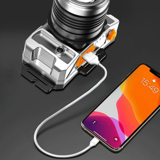 Lampe frontale LED rechargeable et lumineuse avec détecteur de mouvement